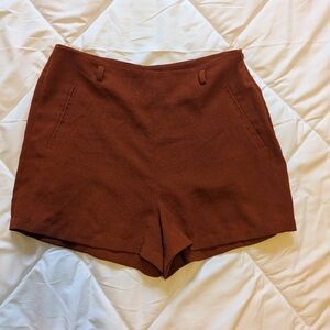 🦋5/25$ High-Waist Rust Women's Shorts with Clean Front Pockets